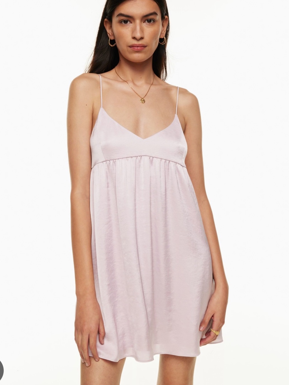 Aritzia Wilfred Satin Spaghetti-Strap Mini Dress - Light Purple/Lavender